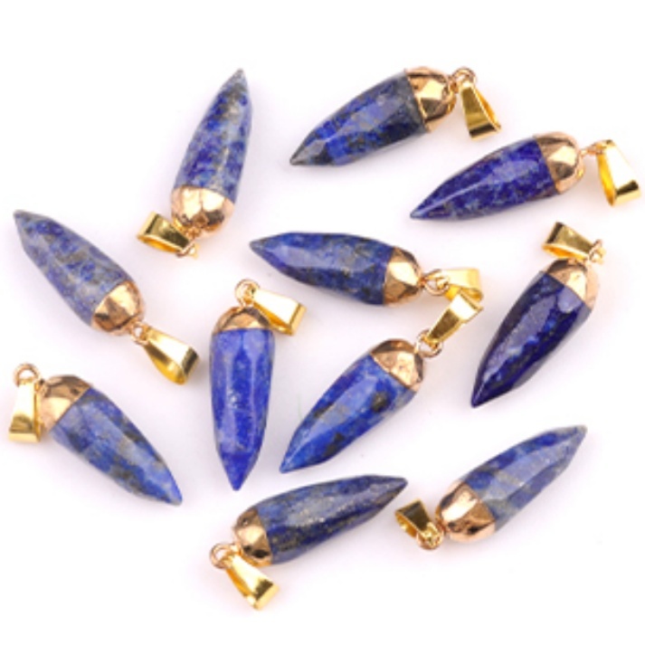 Handmade Craved Faceted Chili Gold Stone Pendant for Making Jewelry