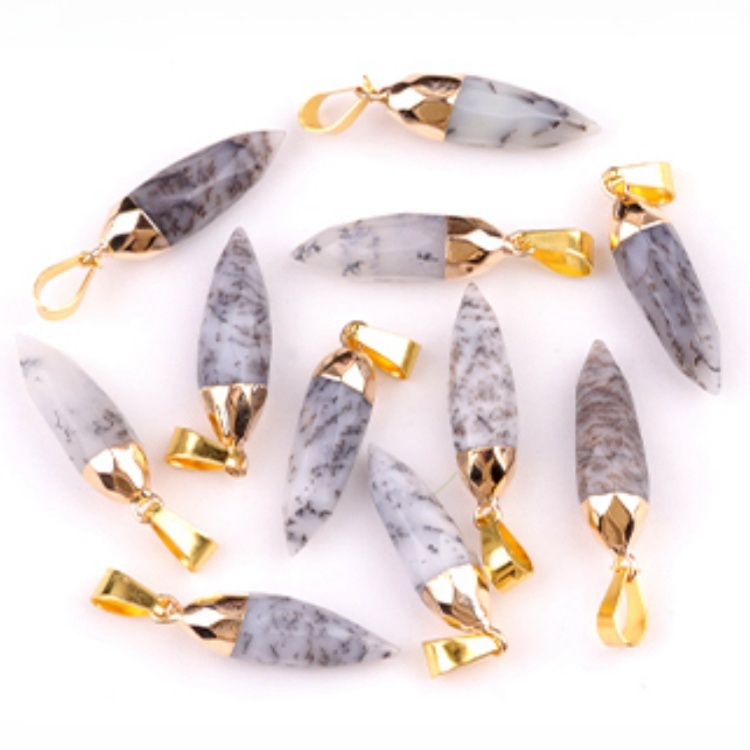 Handmade Craved Faceted Chili Gold Stone Pendant for Making Jewelry