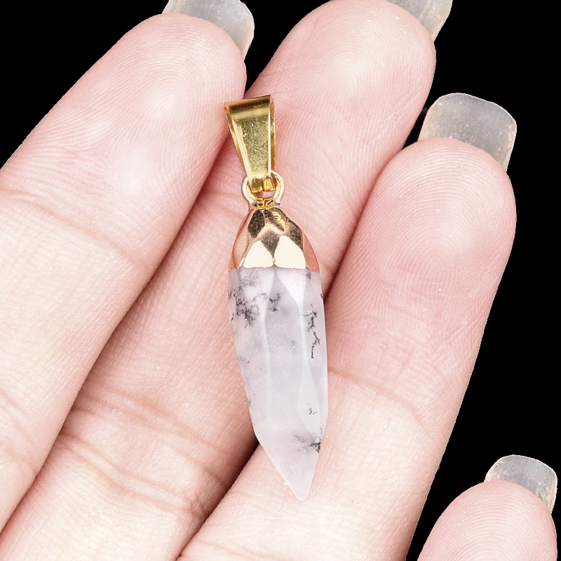 Handmade Craved Faceted Chili Gold Stone Pendant for Making Jewelry