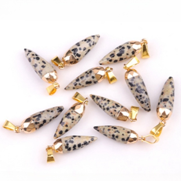 Handmade Craved Faceted Chili Gold Stone Pendant for Making Jewelry