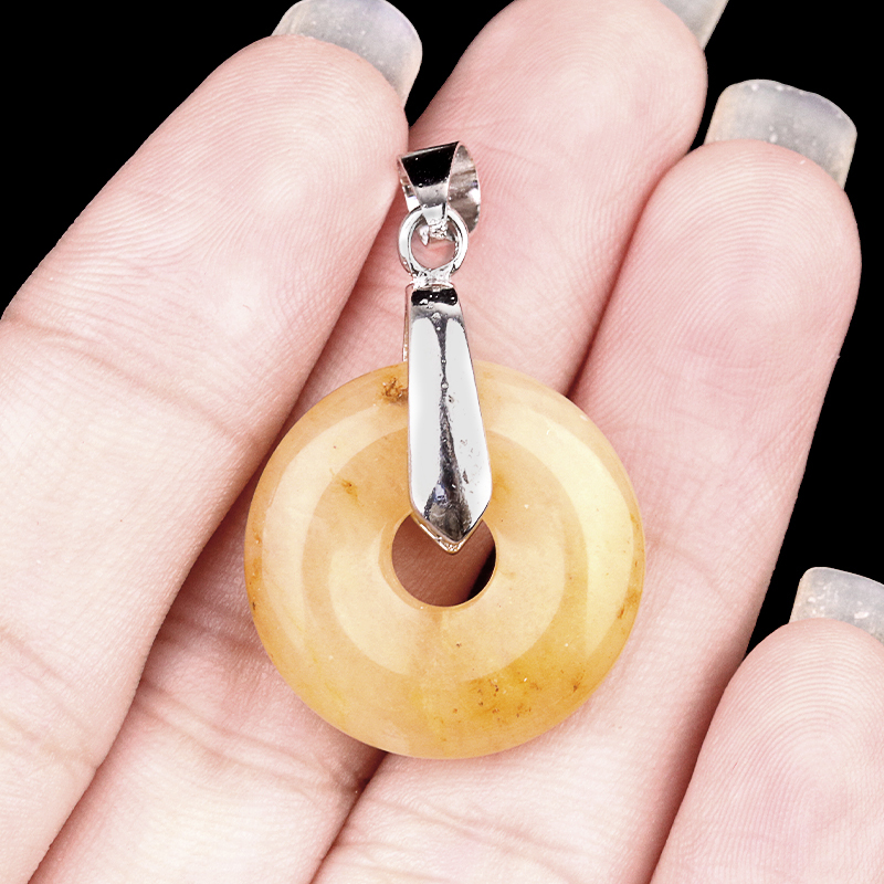 20MM Coin Stone Pendant for Making Jewelry Silver Clasp Pingan Charms