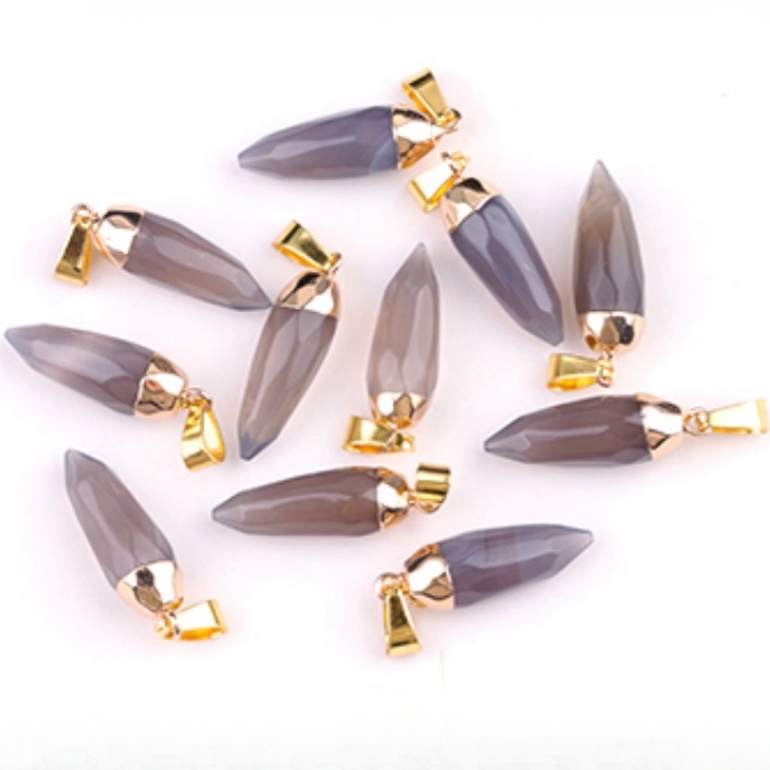 Quartz Crystal Handmade Craved Faceted Chili Gold Stone Pendant for Making Jewelry