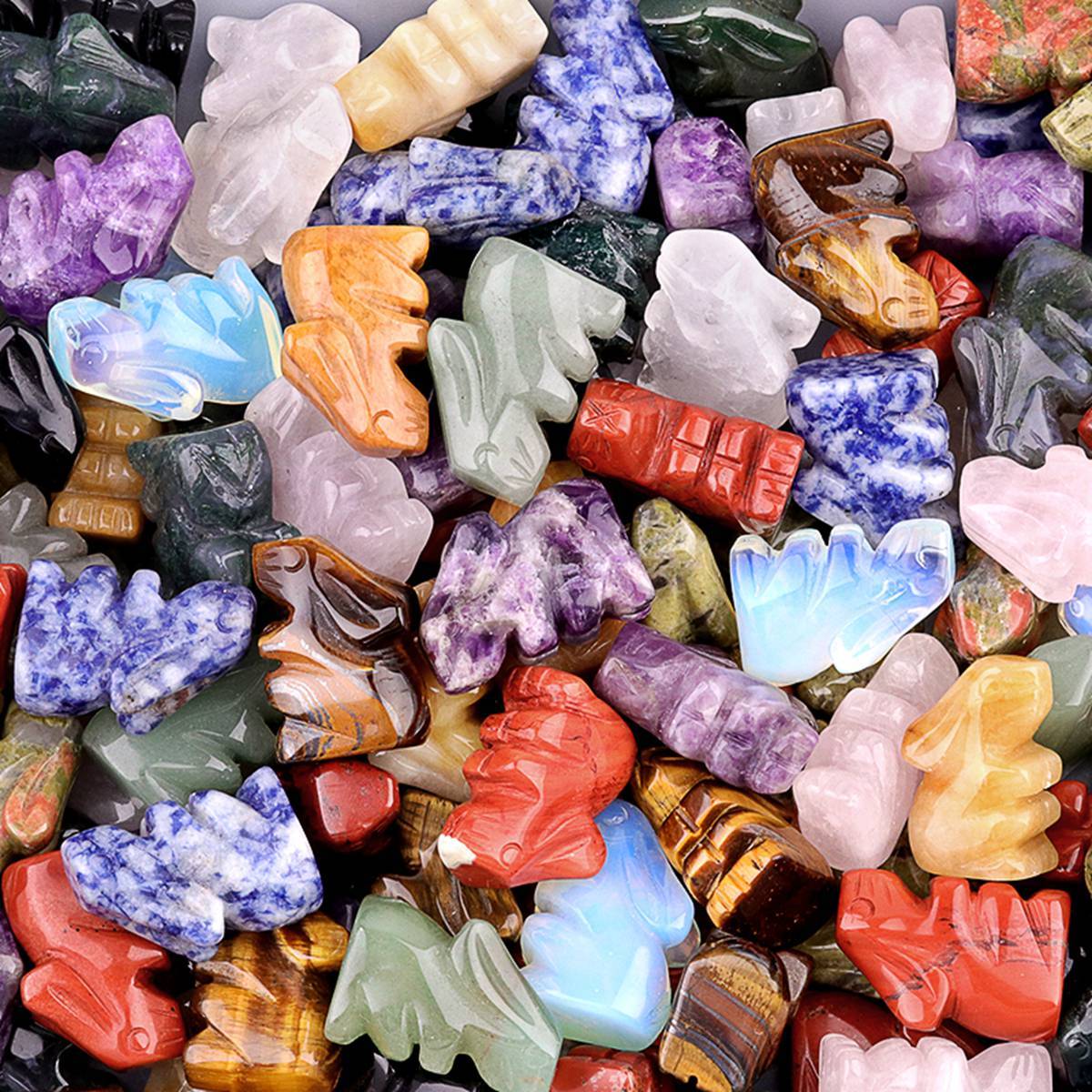 Handmade Carved 1.0Inch Gemstone Rabbit for Decoration  Animal Ornament