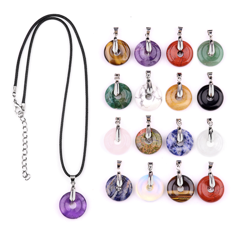 20MM Coin Stone Pendant for Making Jewelry Silver Clasp Pingan Charms