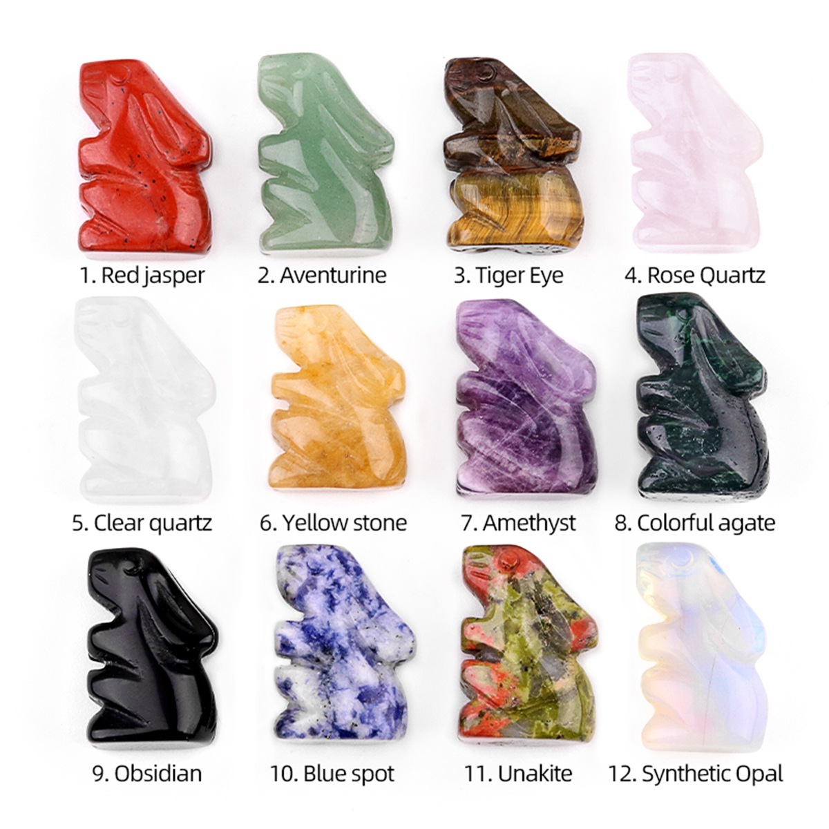 Handmade Carved 1.0Inch Gemstone Rabbit for Decoration  Animal Ornament