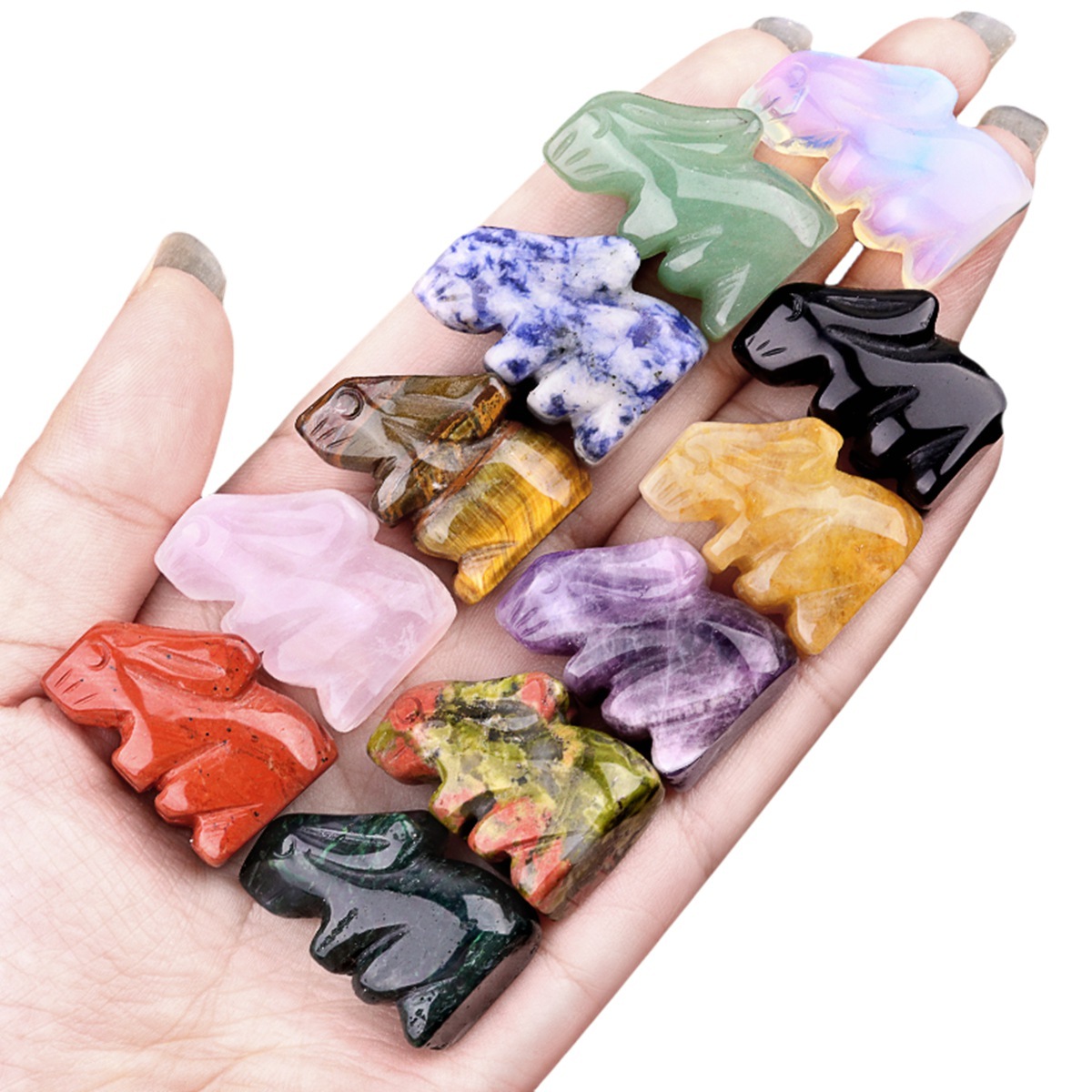 Handmade Carved 1.0Inch Gemstone Rabbit for Decoration  Animal Ornament