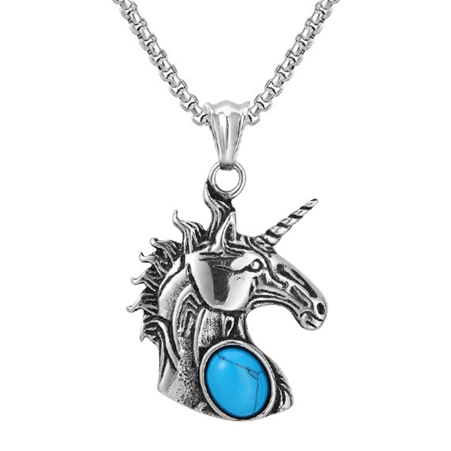 Natural Gemstone Cabs Steel Stainless Unicorn Pendant for Making Jewelry