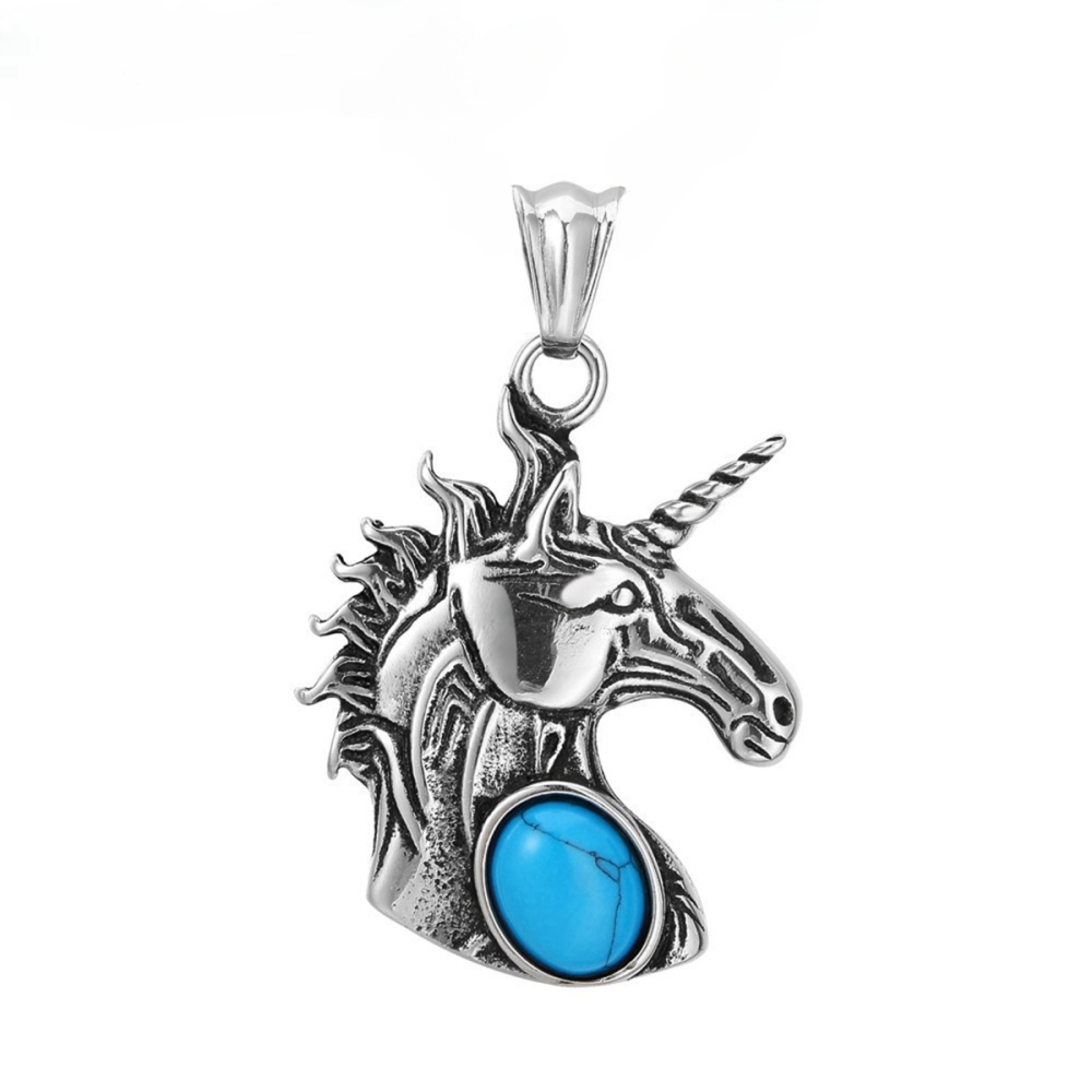 Natural Gemstone Cabs Steel Stainless Unicorn Pendant for Making Jewelry