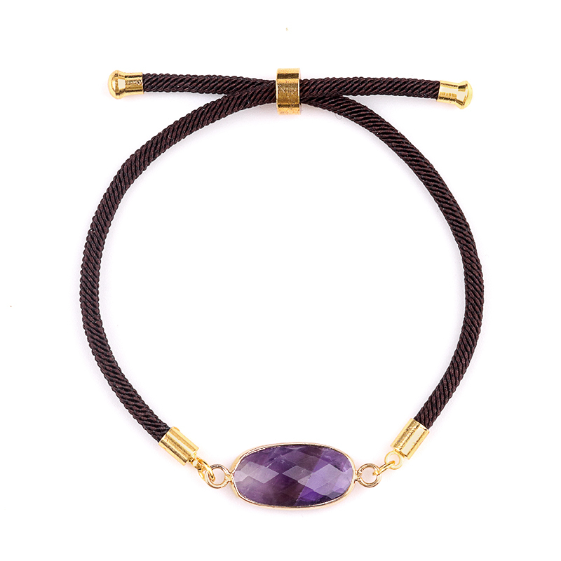 Faceted Oval Beads Wrapped Gold Connector Charms  Adjustable Stone Bracelet