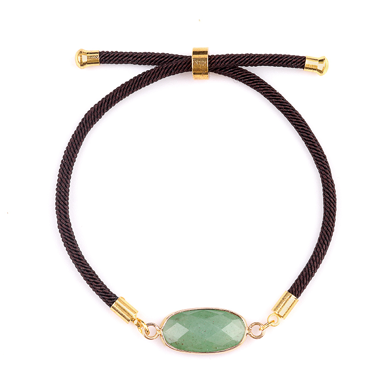 Faceted Oval Beads Wrapped Gold Connector Charms  Adjustable Stone Bracelet