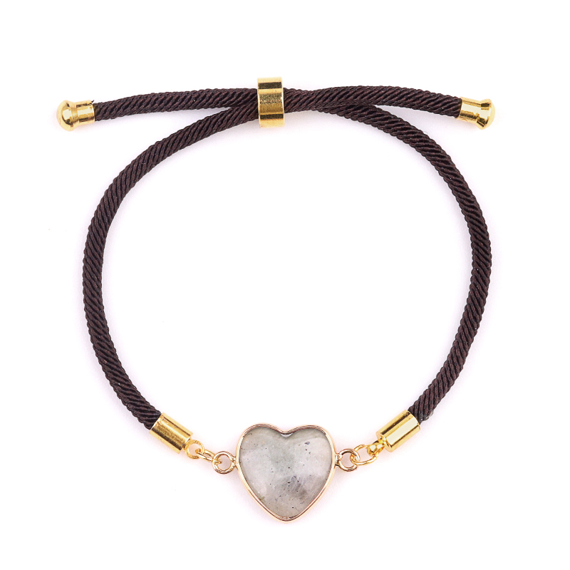 15mm Heart Wrapped Gold Connector Charms  Adjustable Stone Bracelet