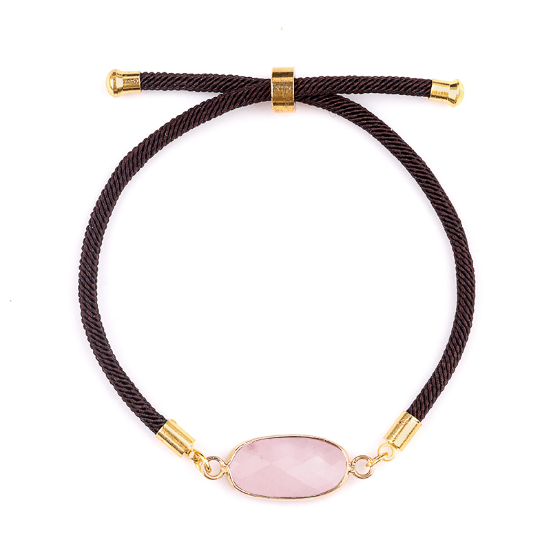 Faceted Oval Beads Wrapped Gold Connector Charms  Adjustable Stone Bracelet