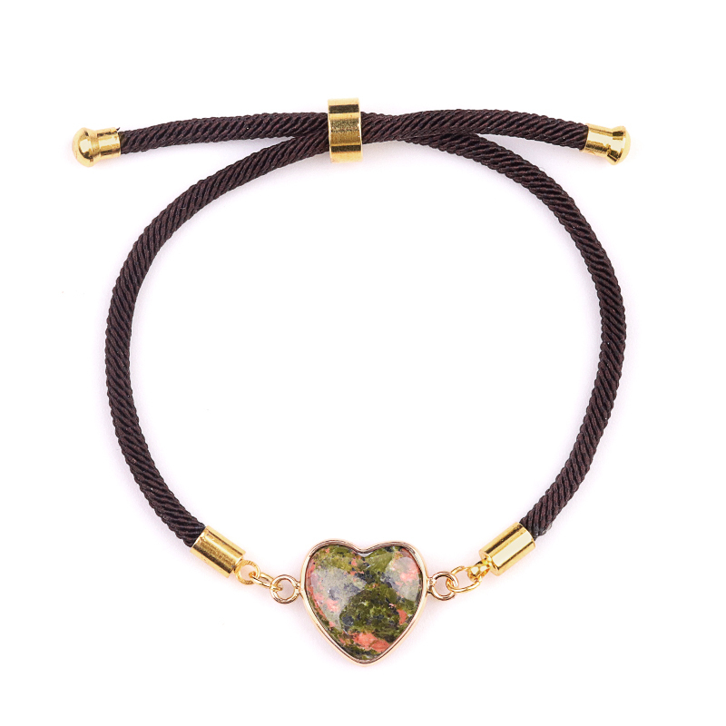 15mm Heart Wrapped Gold Connector Charms  Adjustable Stone Bracelet