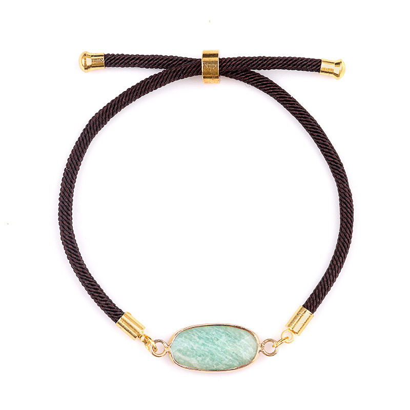 Faceted Oval Beads Wrapped Gold Connector Charms  Adjustable Stone Bracelet