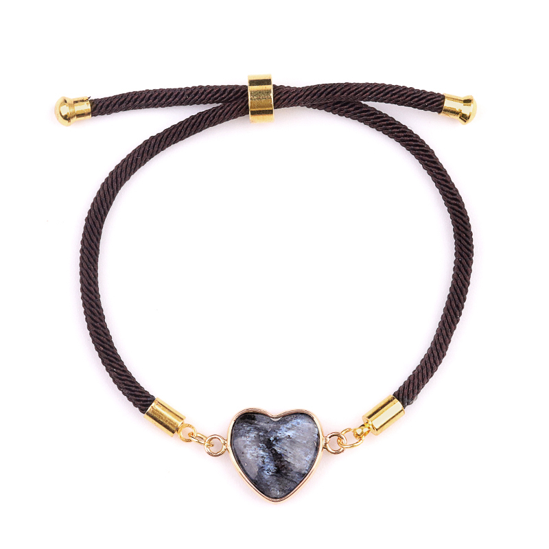 15mm Heart Wrapped Gold Connector Charms  Adjustable Stone Bracelet