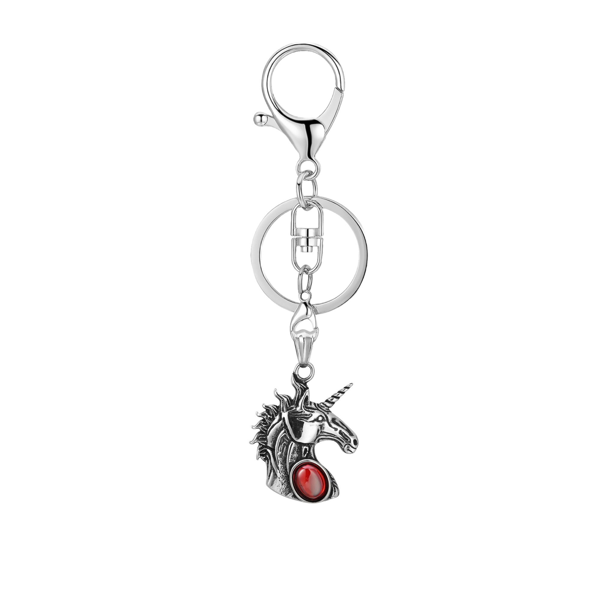 Natural Gemstone Cabs Steel Stainless Unicorn Pendant for Making Jewelry