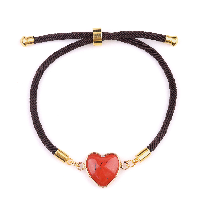 15mm Heart Wrapped Gold Connector Charms  Adjustable Stone Bracelet