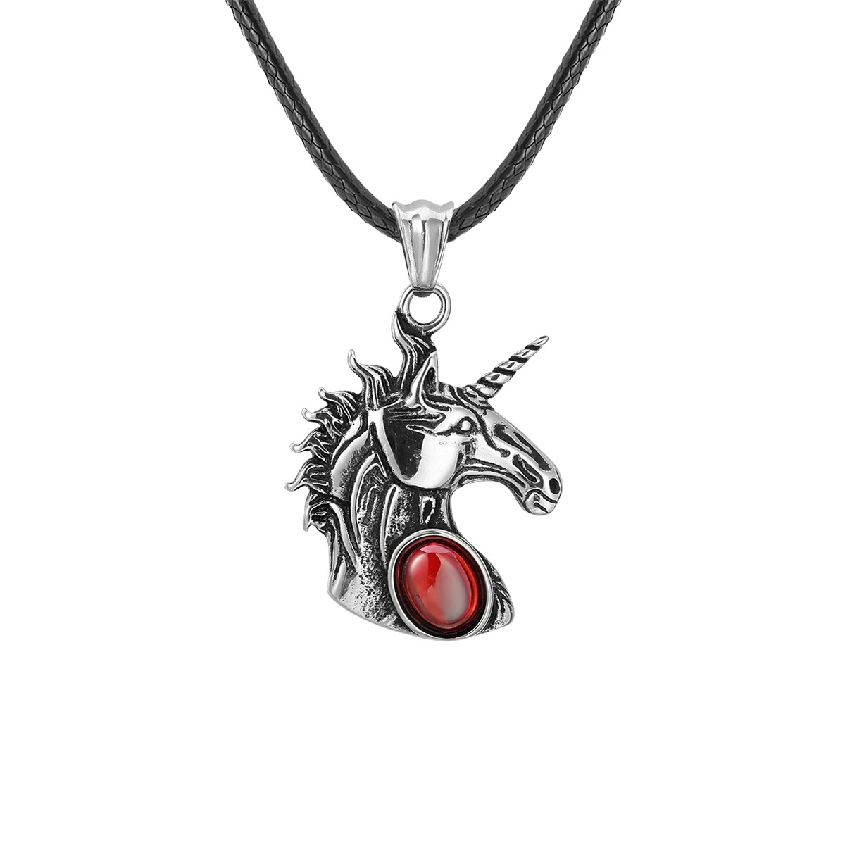 Natural Gemstone Cabs Steel Stainless Unicorn Pendant for Making Jewelry