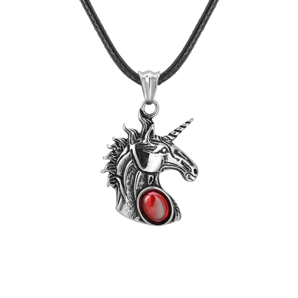 Natural Gemstone Cabs Steel Stainless Unicorn Pendant for Making Jewelry