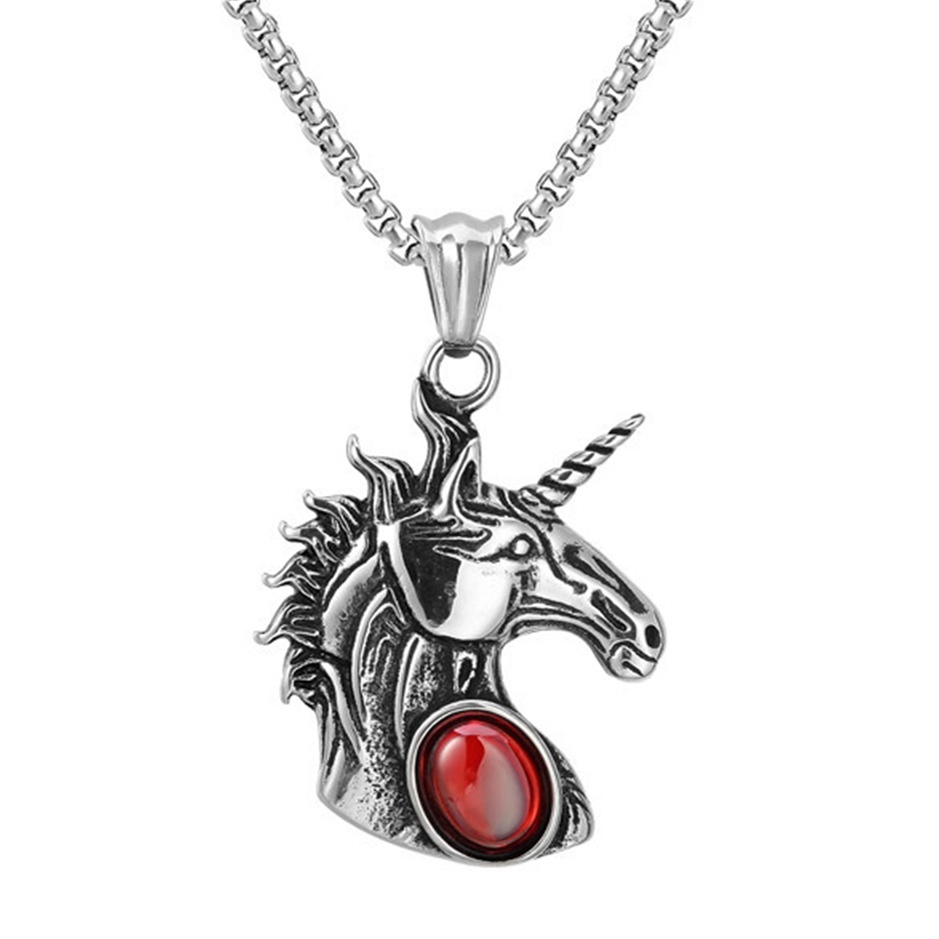 Natural Gemstone Cabs Steel Stainless Unicorn Pendant for Making Jewelry