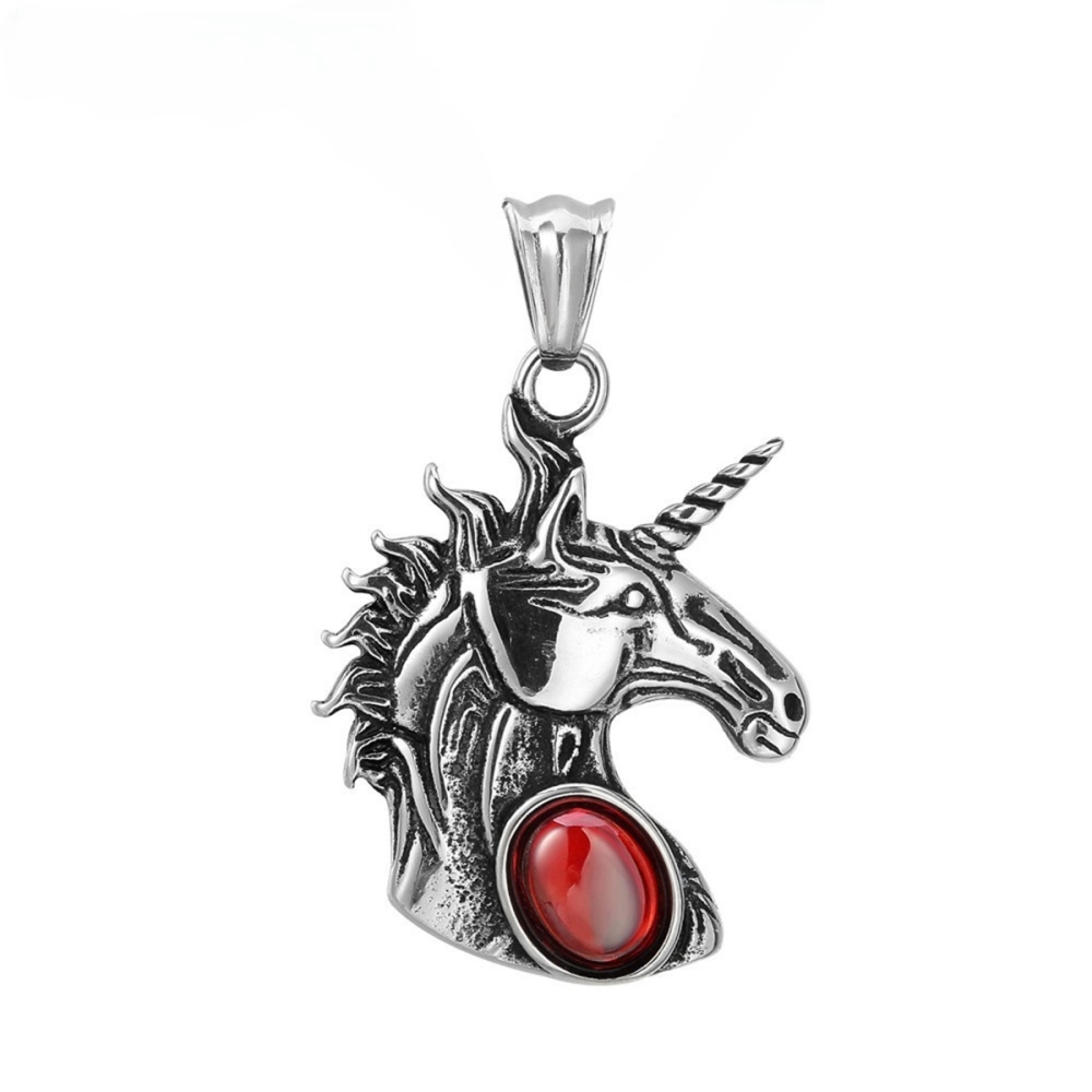 Natural Gemstone Cabs Steel Stainless Unicorn Pendant for Making Jewelry