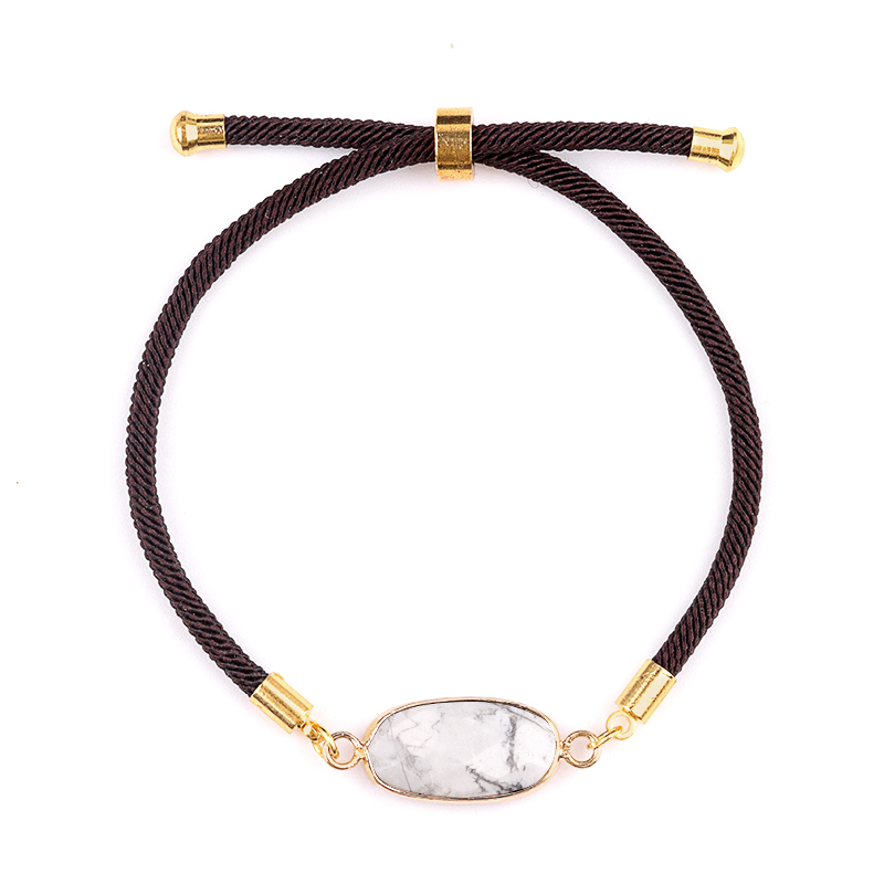 Faceted Oval Beads Wrapped Gold Connector Charms  Adjustable Stone Bracelet