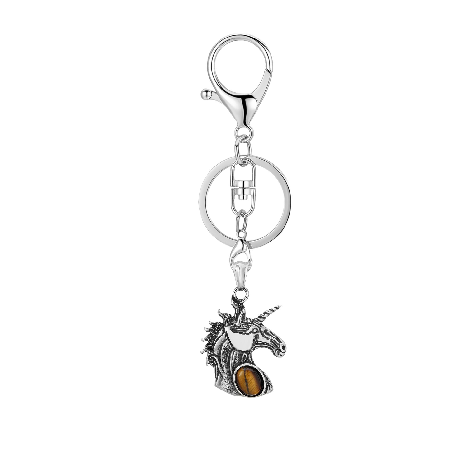 Turquoise Gemstone Cabs Steel Stainless Unicorn Pendant for Making Jewelry