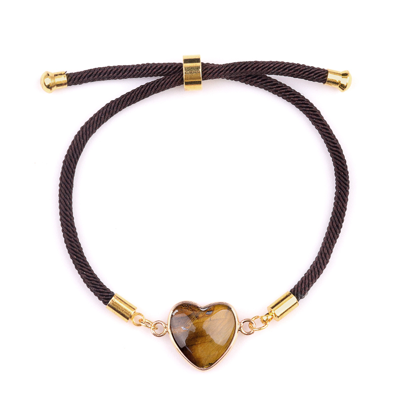 15mm Heart Wrapped Gold Connector Charms  Adjustable Stone Bracelet