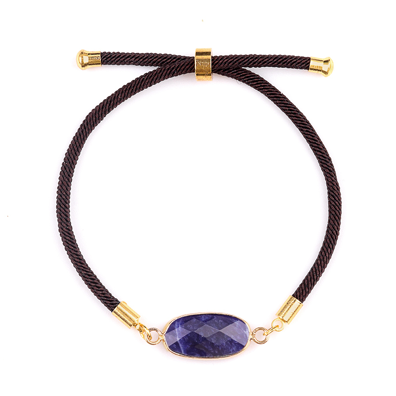 Faceted Oval Beads Wrapped Gold Connector Charms  Adjustable Stone Bracelet