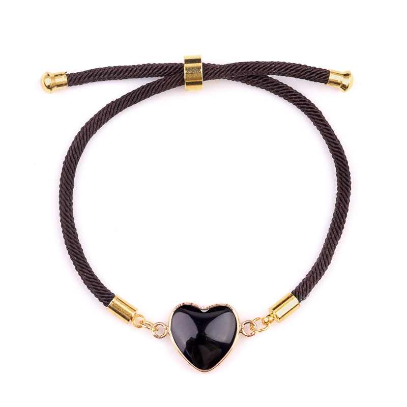 15mm Heart Wrapped Gold Connector Charms  Adjustable Stone Bracelet