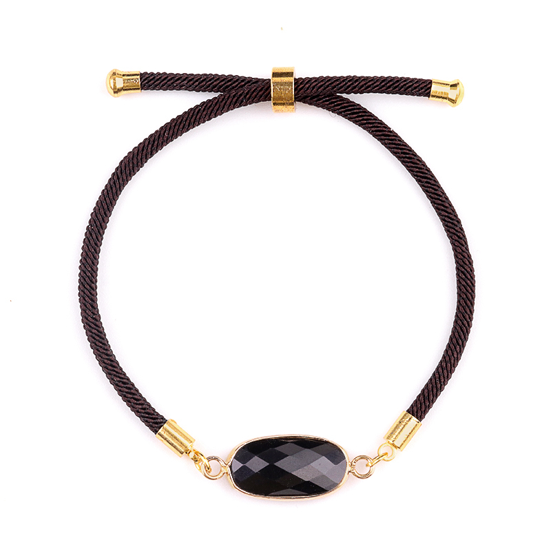 Faceted Oval Beads Wrapped Gold Connector Charms  Adjustable Stone Bracelet
