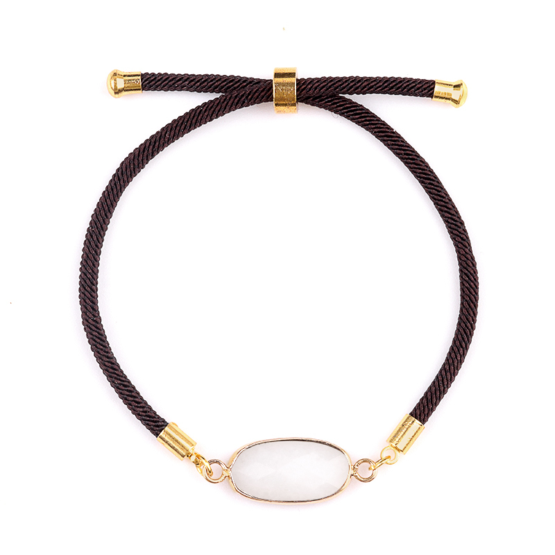Faceted Oval Beads Wrapped Gold Connector Charms  Adjustable Stone Bracelet