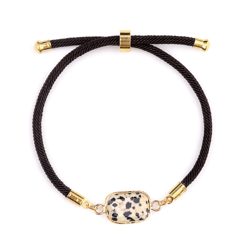Faceted Rectangle Wrapped Gold Connector Charms  Adjustable Stone Bracelet