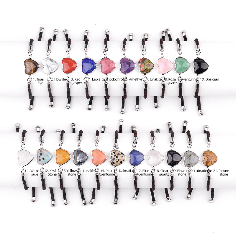 15mm Heart Wrapped Gold Connector Charms  Adjustable Stone Bracelet