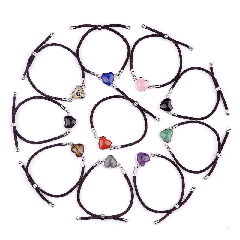 15mm Heart Wrapped Gold Connector Charms  Adjustable Stone Bracelet