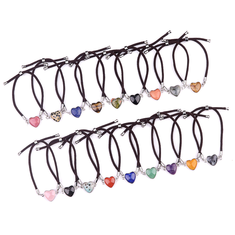 15mm Heart Wrapped Gold Connector Charms  Adjustable Stone Bracelet
