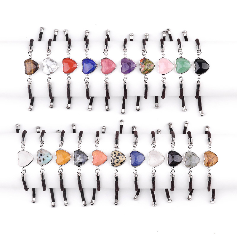 15mm Heart Wrapped Gold Connector Charms  Adjustable Stone Bracelet