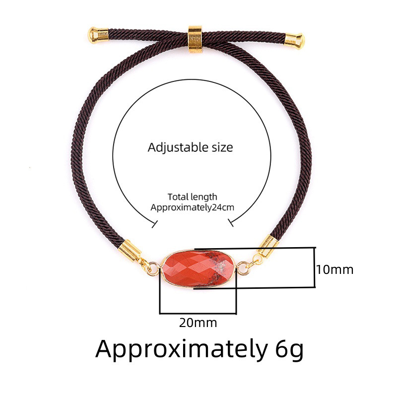 Faceted Oval Beads Wrapped Gold Connector Charms  Adjustable Stone Bracelet