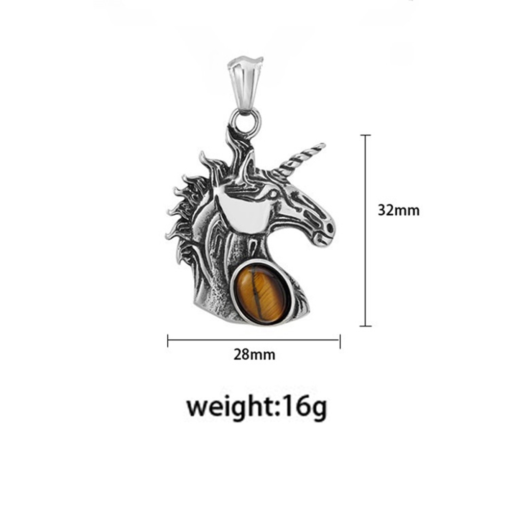 Natural Gemstone Cabs Steel Stainless Unicorn Pendant for Making Jewelry