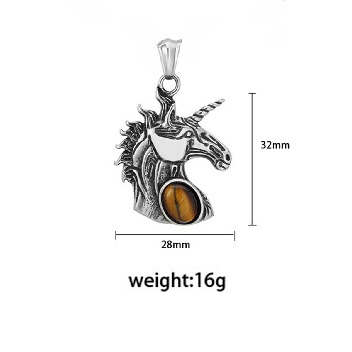 Natural Gemstone Cabs Steel Stainless Unicorn Pendant for Making Jewelry