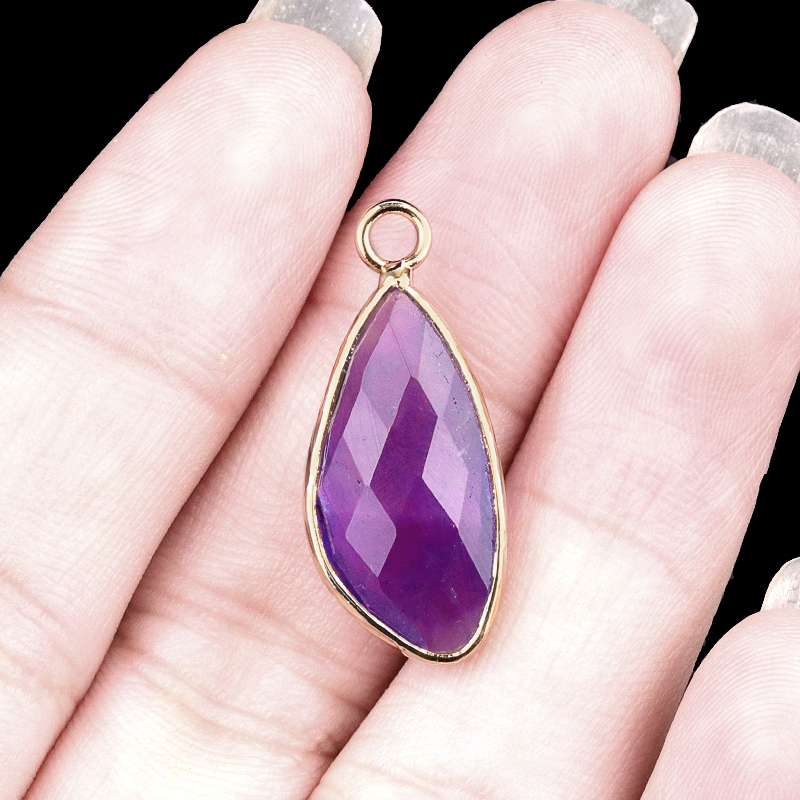 Natural Faceted Teardrop Gold Stone Pendant Charms for Making Jewelry