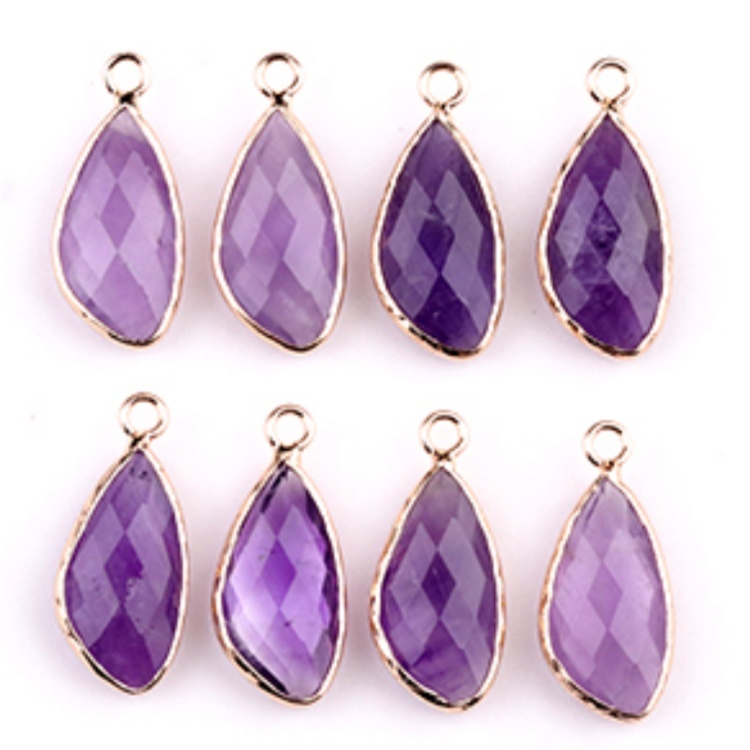 Natural Faceted Teardrop Gold Stone Pendant Charms for Making Jewelry