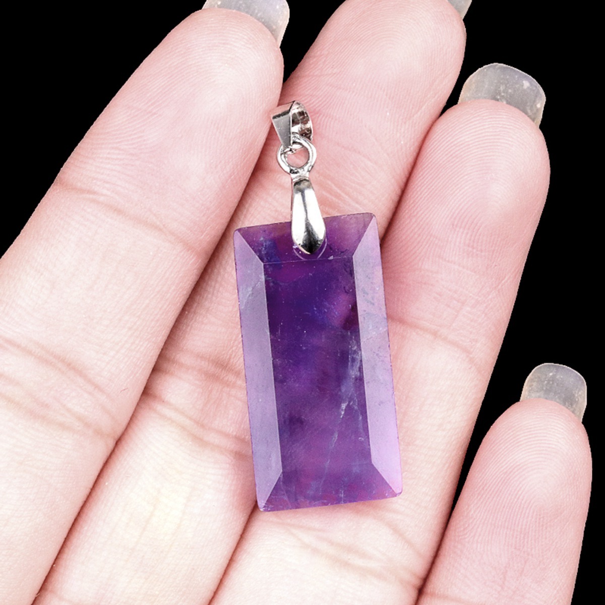 Natural Faceted Rectangle Stone Pendant for Making Jewelry Necklace Earrings