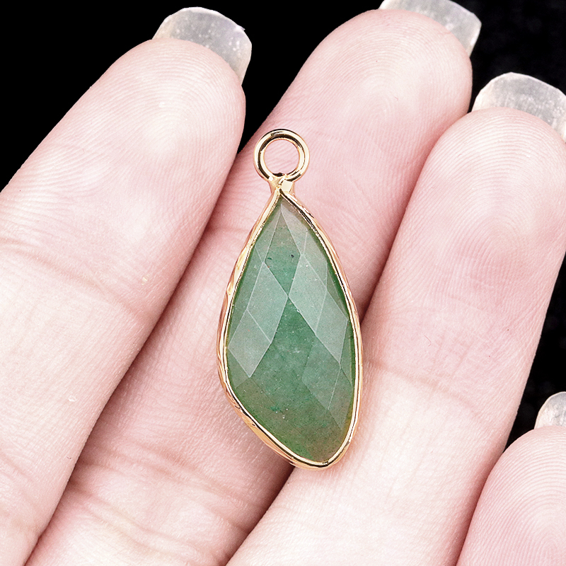 Natural Faceted Teardrop Gold Stone Pendant Charms for Making Jewelry