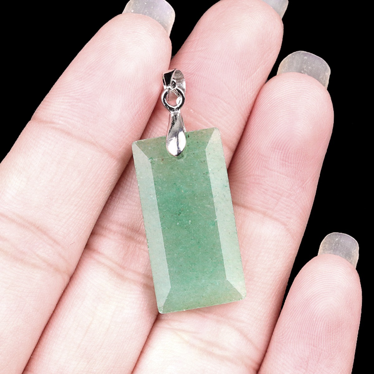 Natural Faceted Rectangle Stone Pendant for Making Jewelry Necklace Earrings