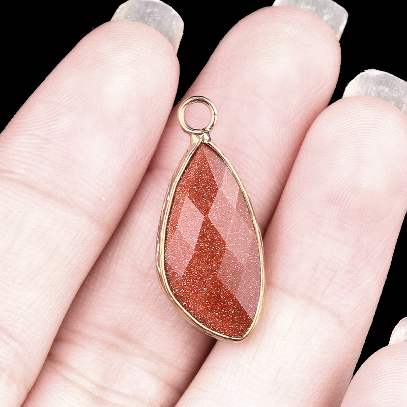Natural Faceted Teardrop Gold Stone Pendant Charms for Making Jewelry