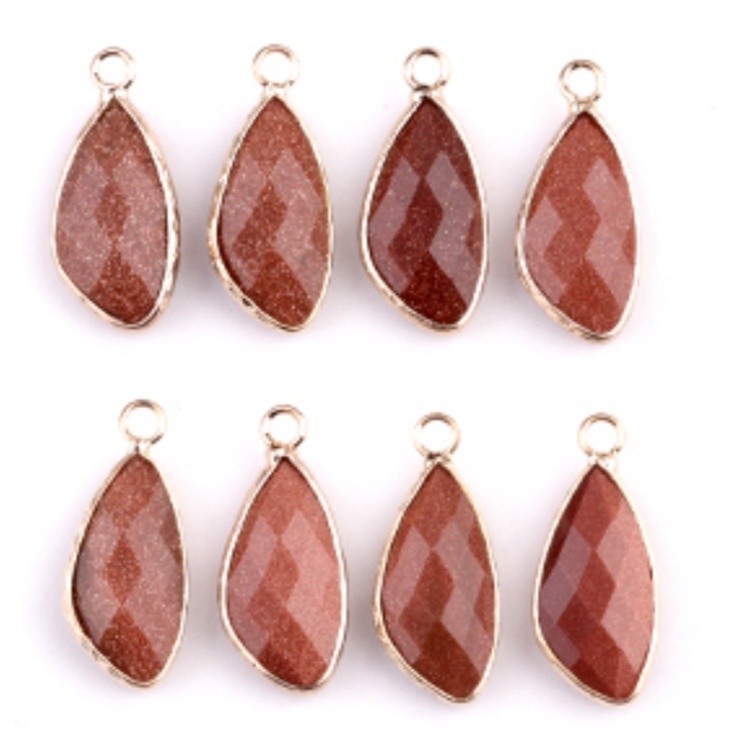 Natural Faceted Teardrop Gold Stone Pendant Charms for Making Jewelry