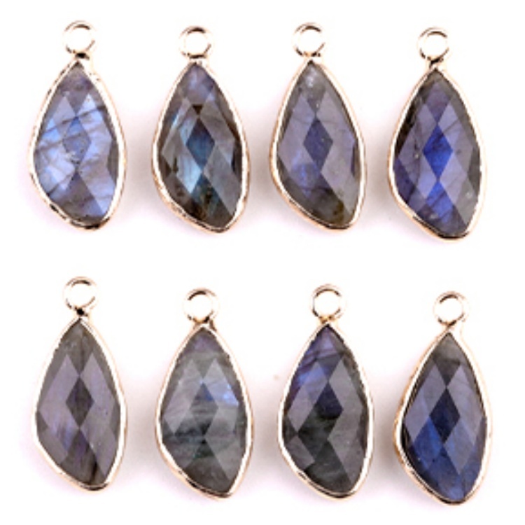 Natural Faceted Teardrop Gold Stone Pendant Charms for Making Jewelry