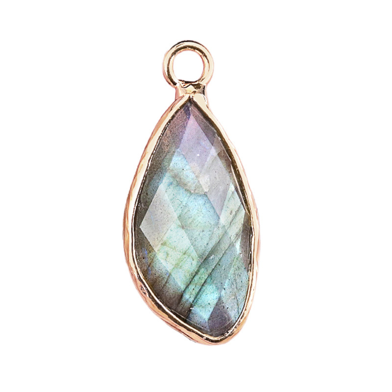 Natural Faceted Teardrop Gold Stone Pendant Charms for Making Jewelry