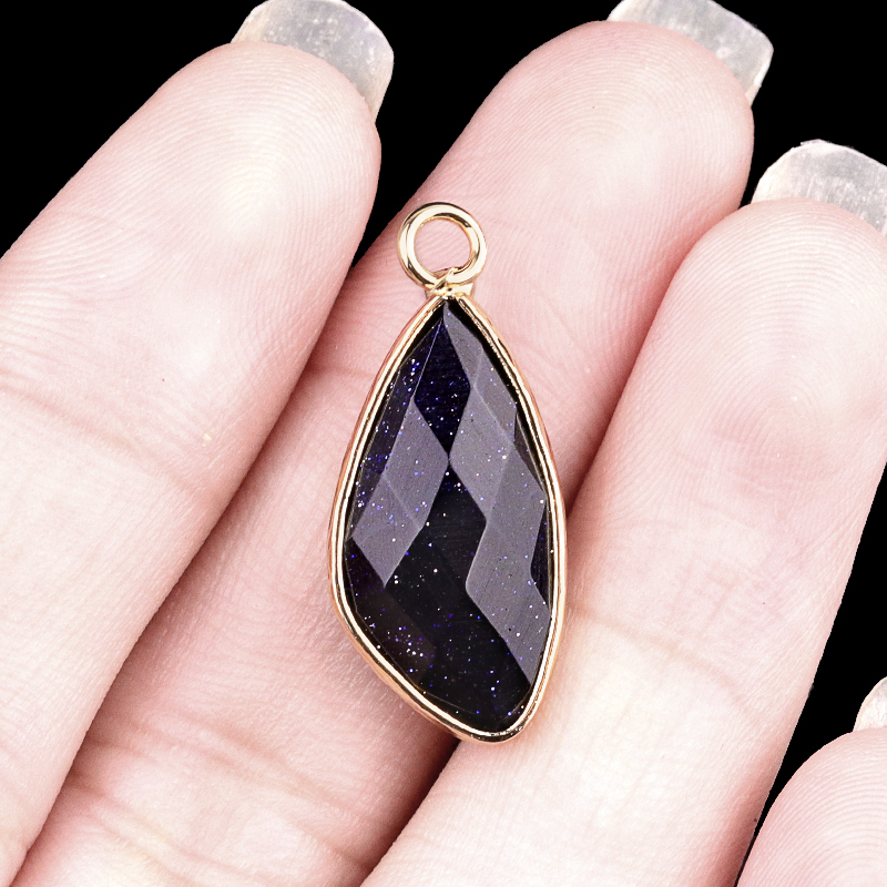 Natural Faceted Teardrop Gold Stone Pendant Charms for Making Jewelry
